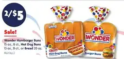 Family Dollar Wonder Hamburger Buns 15 oz., 8 ct., Hot Dog Buns 13 oz., 8 ct., or Bread 20 oz offer