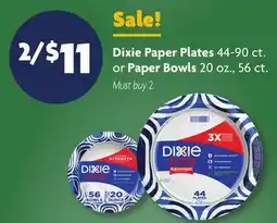 Family Dollar Dixie Paper Plates 44-90 ct. or Paper Bowls 20 oz., 56 ct offer