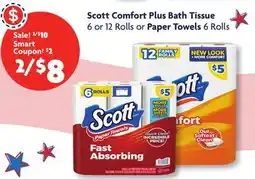 Family Dollar Scott Comfort Plus Bath Tissue 6 or 12 Rolls or Paper Towels 6 Rolls offer