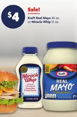 Family Dollar Kraft Real Mayo 30 oz. or Miracle Whip 12 oz offer
