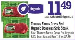 Price Chopper Thomas Farms grass fed organic boneless strip steak offer