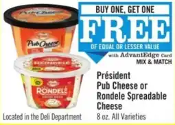 Price Chopper President Pub Cheese or Rondele Spreadable Cheese offer