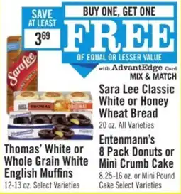 Price Chopper Sara Lee Classic White or Honey Wheat Bread offer