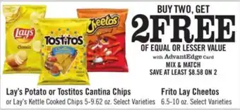 Lay's Potato or Tostitos Cantina Chips or Lay's Kettle Cooked Chips