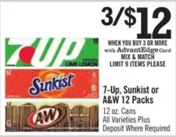 Price Chopper 7-up, sunkist or a&w 12 packs offer