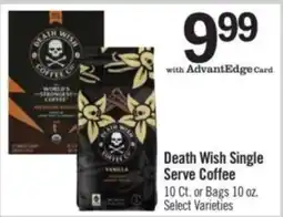 Price Chopper Death Wish Single Serve Coffee offer