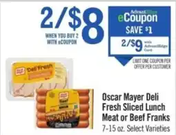 Price Chopper Oscar Mayer Deli Fresh Sliced Lunch Meat or Beef Franks offer