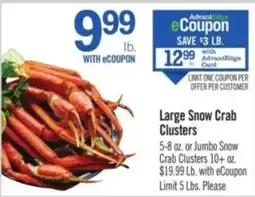 Price Chopper Large Snow Crab Clusters offer