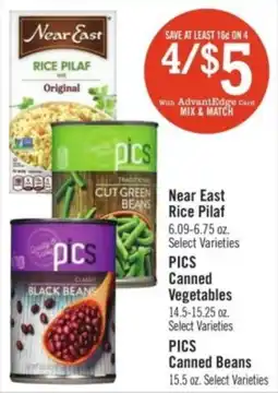 Price Chopper Near East Rice Pilaf, PICS Canned Vegetables, PICS Canned Beans offer