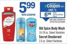 Price Chopper Old Spice Body Wash Secret Deodorant offer