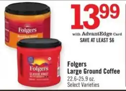 Price Chopper Folgers Large Ground Coffee offer