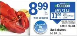 Price Chopper AdvantEdge Live Lobsters offer