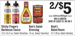 Price Chopper Sticky Fingers Barbecue Sauce, Ken's Salad Dressing, Bush's Baked Beans offer