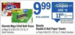 Price Chopper Bounty Double 6 Roll Paper Towels offer