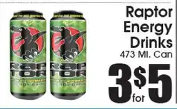 Supremo Foods Inc Raptor Energy Drinks offer