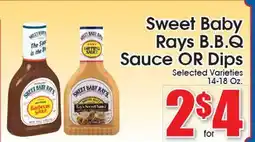 Supremo Foods Inc Sweet Baby Rays B.B.Q Sauce OR Dips offer