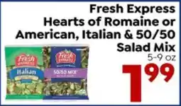 Save a Lot Fresh Express hearts of romaine or american, italian & 50/50 salad mix offer
