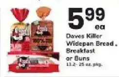 ACME Daves Killer Widepan Bread Breakfast or Buns offer