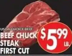 Pioneer Supermarkets Usda Choice Beef Beef Chuck Steak First Cut offer