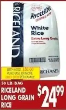 Pioneer Supermarkets Riceland long grain rice offer