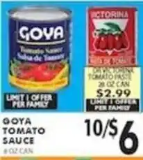 Pioneer Supermarkets Goya tomato sauce offer