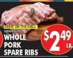 Pioneer Supermarkets Grainfed whole pork spare ribs offer