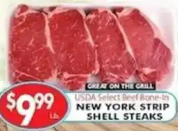 Pioneer Supermarkets Usda Select Beef Bone-In New York Strip Shell Steaks offer