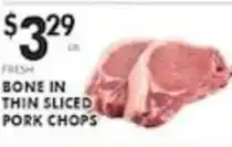 Pioneer Supermarkets Bone in thin sliced pork chops offer