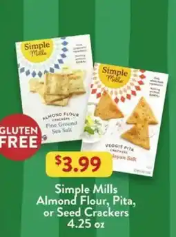 Fresh Thyme Simple Mills Almond Flour, Pita, or Seed Crackers offer