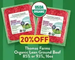 Fresh Thyme Thomas Farms Organic Lean Ground Beef offer