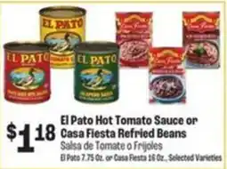 Food City El Pato Hot Tomato Sauce or Casa Fiesta Refried Beans offer