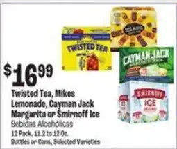 Food City Twisted Tea, Mikes Lemonade, Cayman Jack Margarita or Smirnoff Ice offer