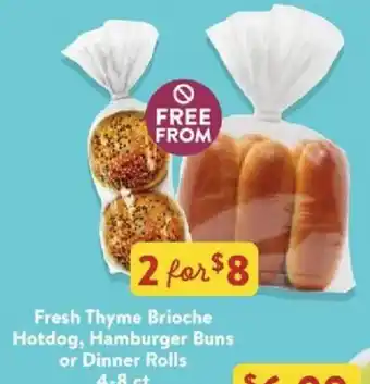 Fresh Thyme Brioche Hotdog, Hamburger Buns or Dinner Rolls