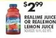 Pioneer Supermarkets Realime juice or realemon lemon juice offer
