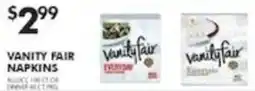 Pioneer Supermarkets Vanity Fair Napkins offer