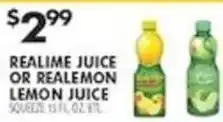 Pioneer Supermarkets Realime Juice or Realemon Lemon Juice offer