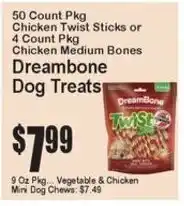 Super Fresh DreamBone Chicken Twist Sticks or Chicken Medium Bones Dog Treats offer