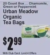 Super Fresh Urban Meadow Organic Tea Bags offer