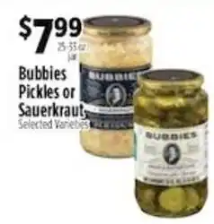 Bubbies Pickles or Sauerkraut
