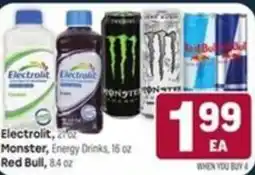 Tony’s Fresh Market Electrolyte, Monster, Energy Drinks, Red Bull offer