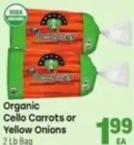 Tony’s Fresh Market Organic Cello Carrots or Yellow Onions offer