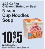 Super Fresh Nissin cup noodles soup offer