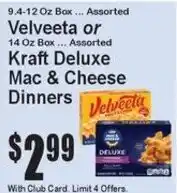 Super Fresh Velveeta or Kraft Deluxe Mac & Cheese Dinners offer