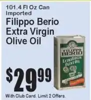 Super Fresh Filippo Berio extra virgin olive oil offer