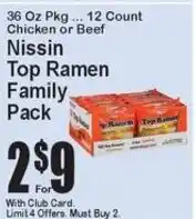 Super Fresh Nissin top ramen family pack offer