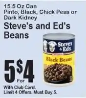 Super Fresh Steve's and Ed's Beans offer