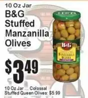 Super Fresh B&G stuffed manzanilla olives offer