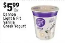 Met Foodmarkets Dannon light & fit vanilla greek yogurt offer