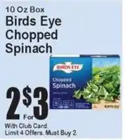 Super Fresh Birds Eye chopped spinach offer
