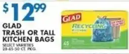 Compare Foods Glad trash or tall kitchen bags offer